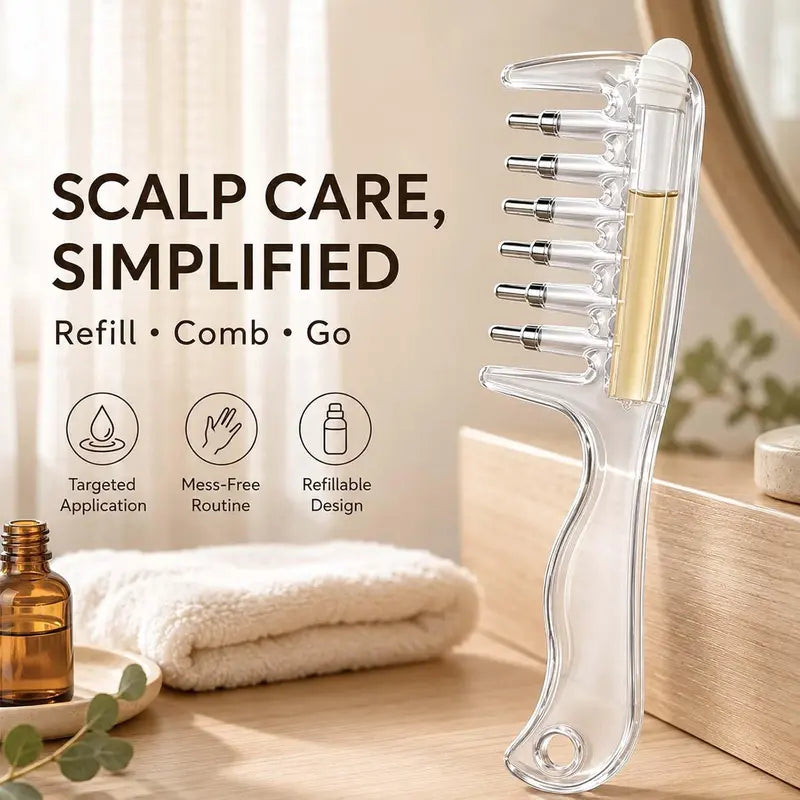 Scalp Liquid Applicator Comb, Refillable Hair Root Oil Massage Comb for Hair Care Treatment( Only Comb)