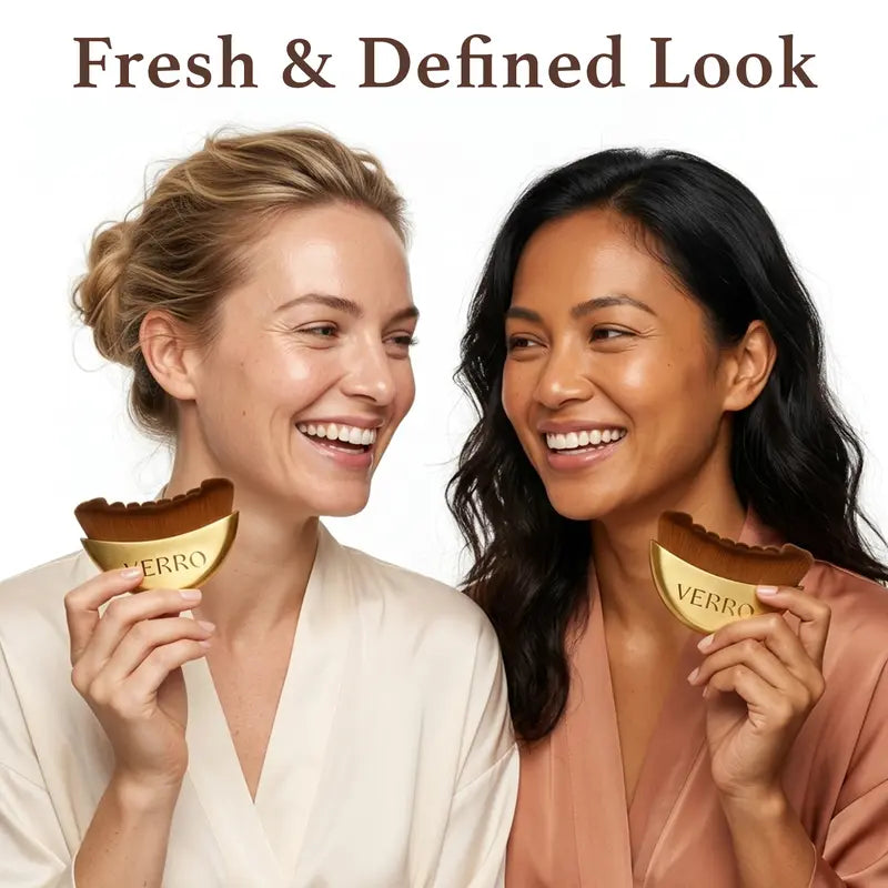 Lymphatic Contour Face Brush – Jawline & Chin Sculpting Brush for Lymphatic Drainage & Depuffing – Dry Brushing Face Massager for Face, Neck & Chin – Wooden Facial Sculpting Brush