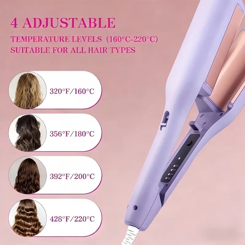 32Mm Beach Wave Curling Iron - Ionic Hair Tool with Dual-Voltage Design, Negative-Ion Ceramic Coating, Lightweight Portable Build for Travel, Reduces Frizz and Damage, Curling Irons