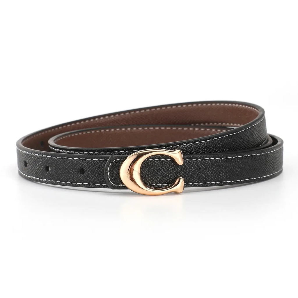 Hot Fashion Versatile Casual Belt for Women Slim Jeans Belt with C Buckle Decorative Waist Belt Trendy Everyday Essential Accessory Alloy Buckle Belt