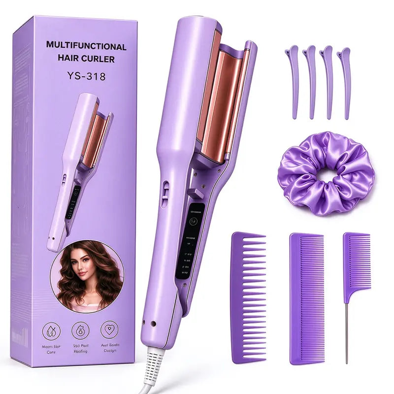 32Mm Beach Wave Curling Iron - Ionic Hair Tool with Dual-Voltage Design, Negative-Ion Ceramic Coating, Lightweight Portable Build for Travel, Reduces Frizz and Damage, Curling Irons